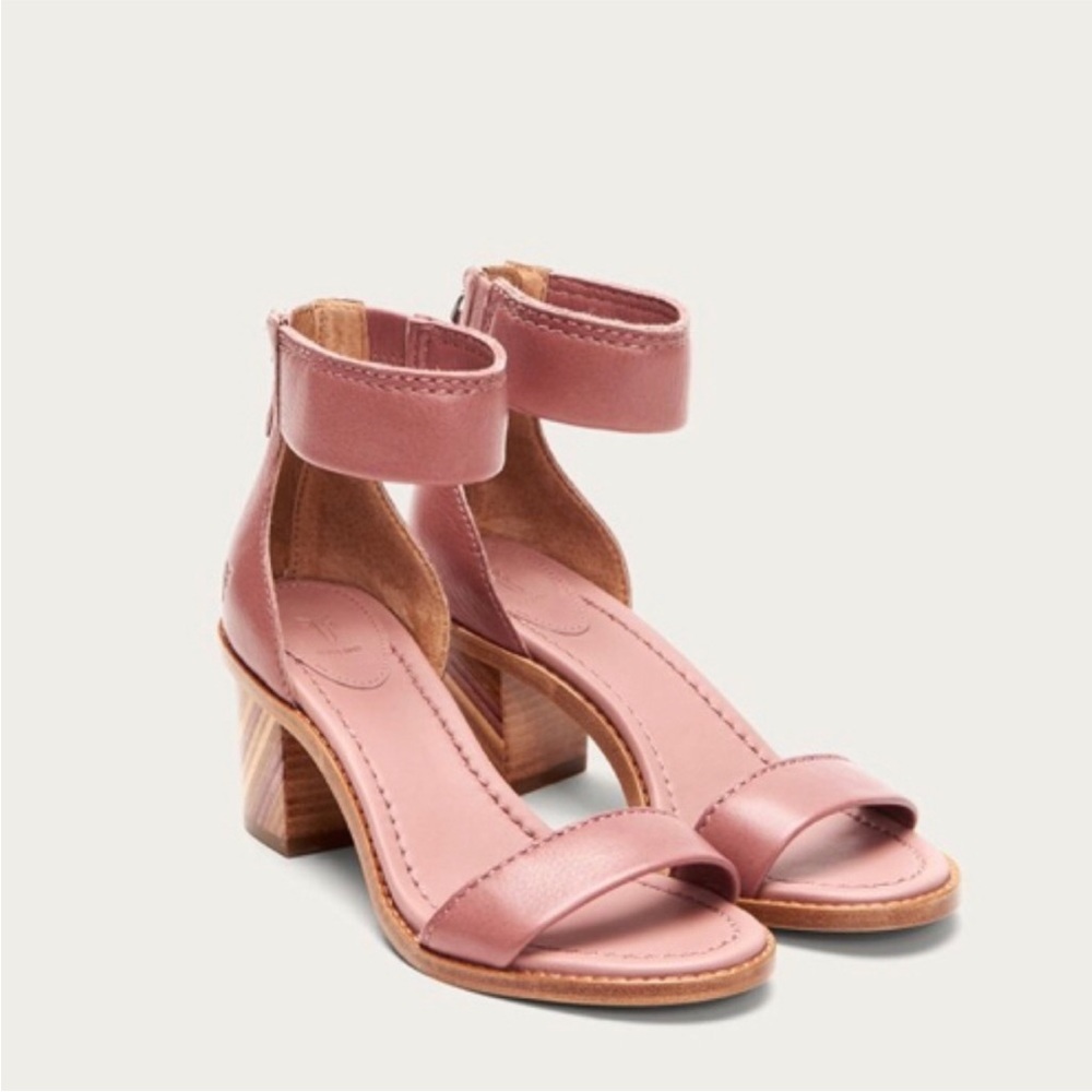 Frye Brielle blush stacked leather heels